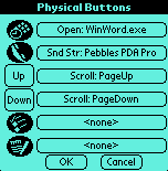 Physical Buttons screen