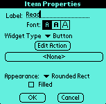 Item Properties screen