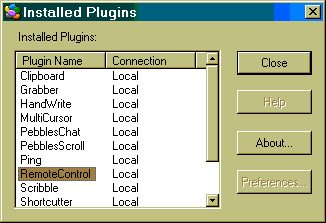 Installed Plugins Dialog Box
